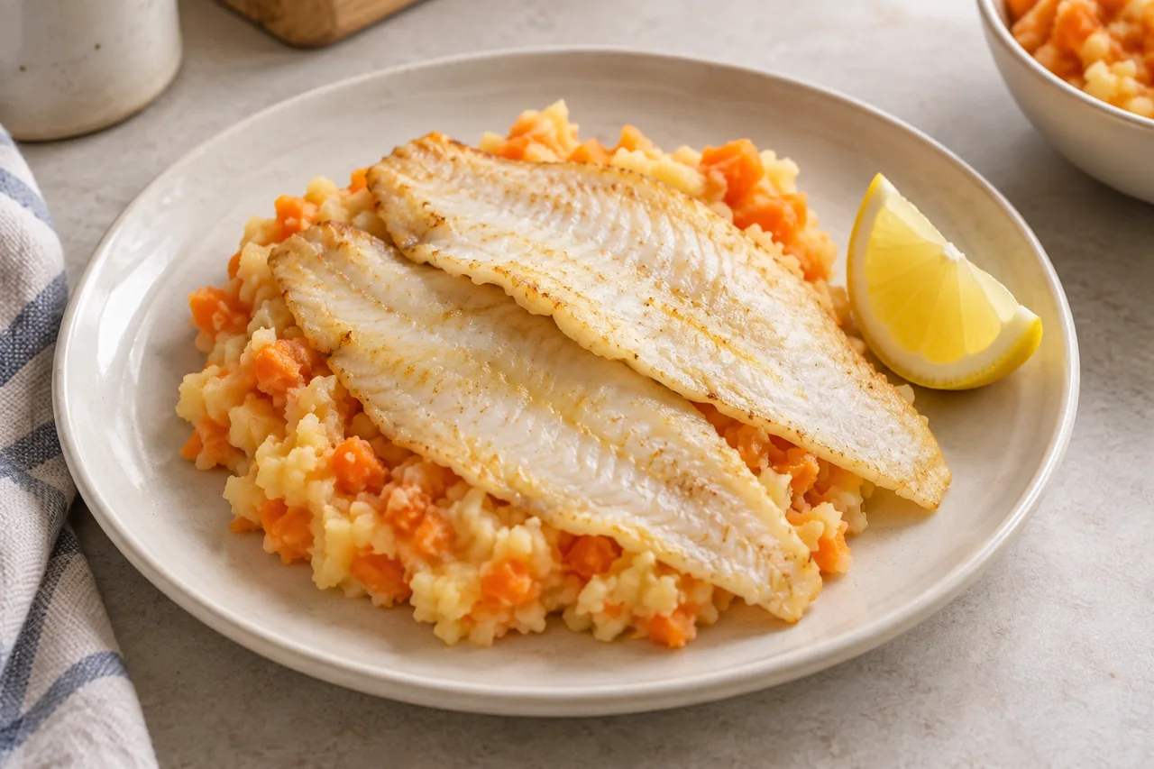 Plaice on Veggie Mash